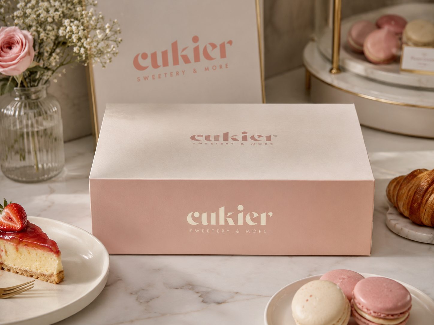 Cukier — premium packaging: pudełko na wypieki w pudrowej palecie