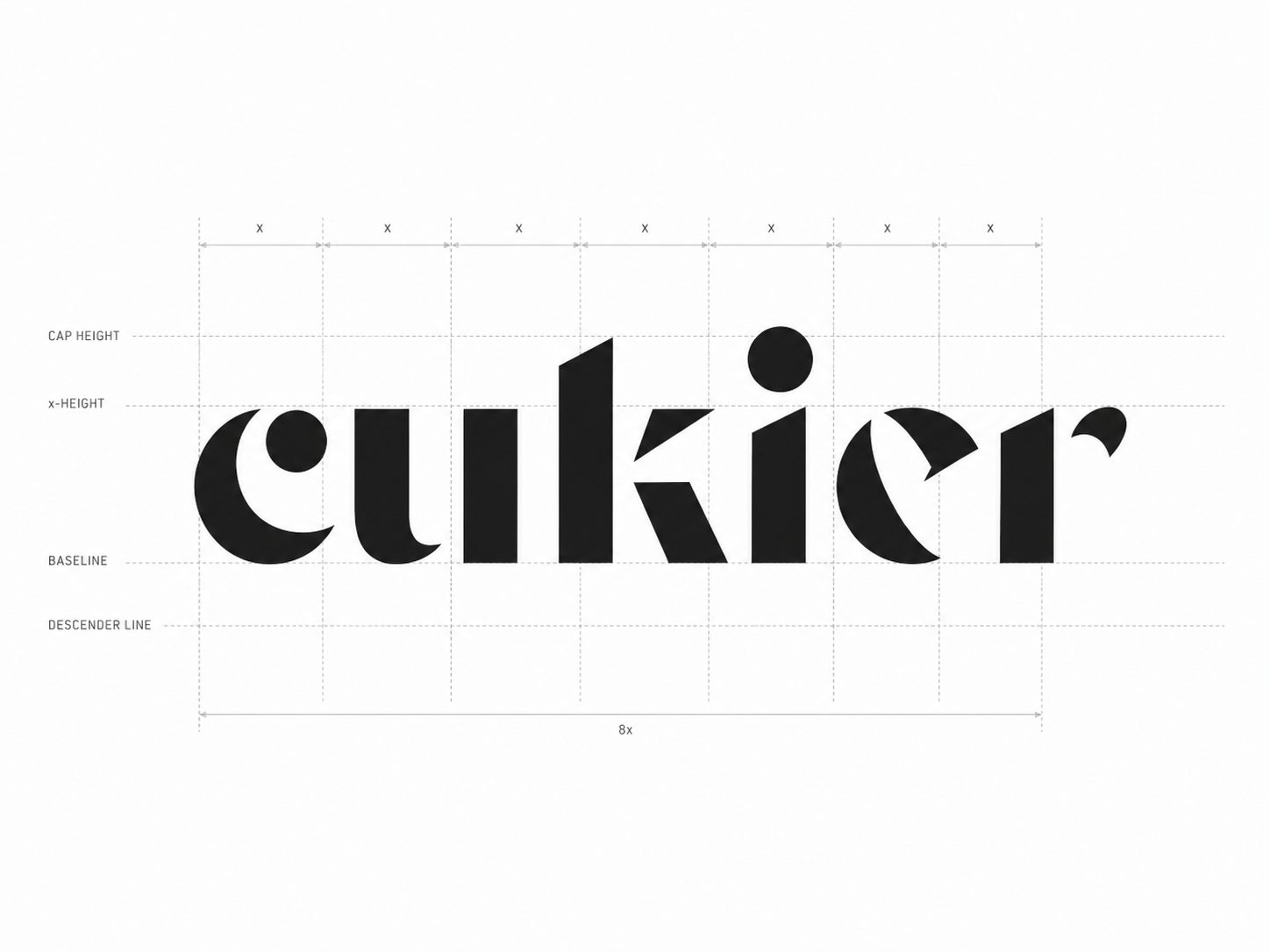 Cukier — logotyp na siatce: cap height, x-height, baseline