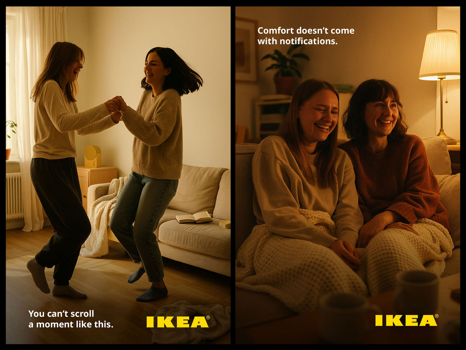 IKEA — „You can’t scroll a moment like this” oraz „Comfort doesn’t come with notifications”