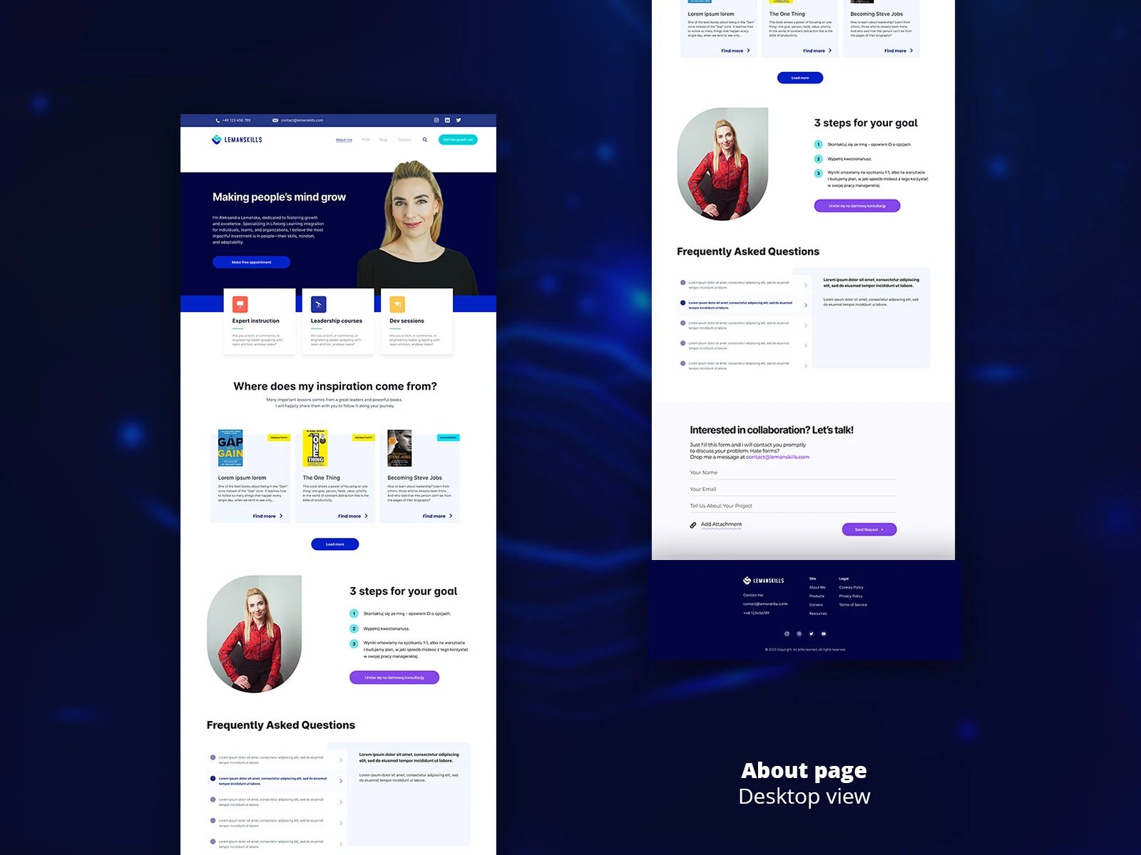 Lemanskills — strona główna, widok desktop
