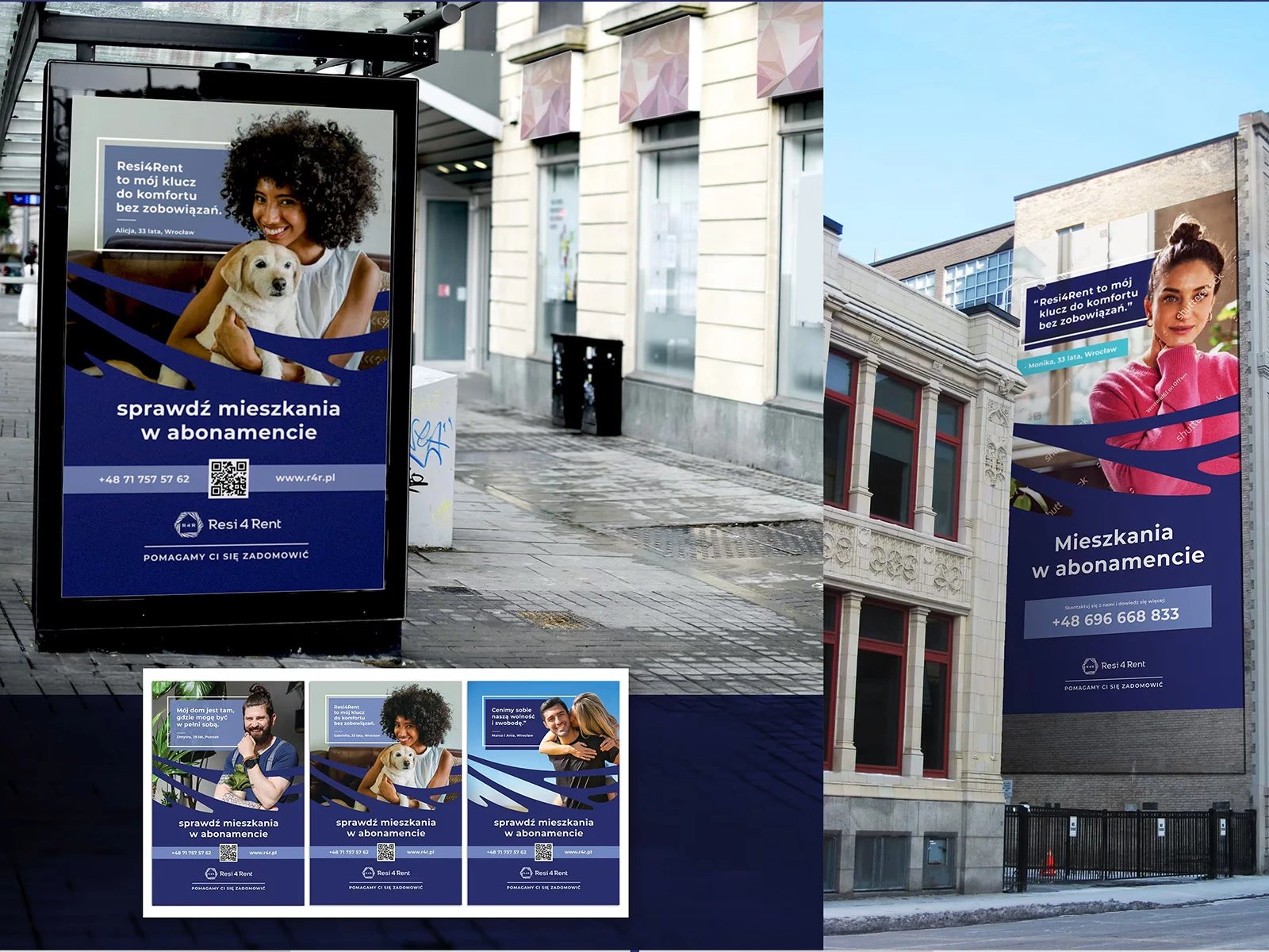 Resi4Rent — kolekcja plakatów: Poznań Bimbą, Czas na taras, kampanie ilustrowane