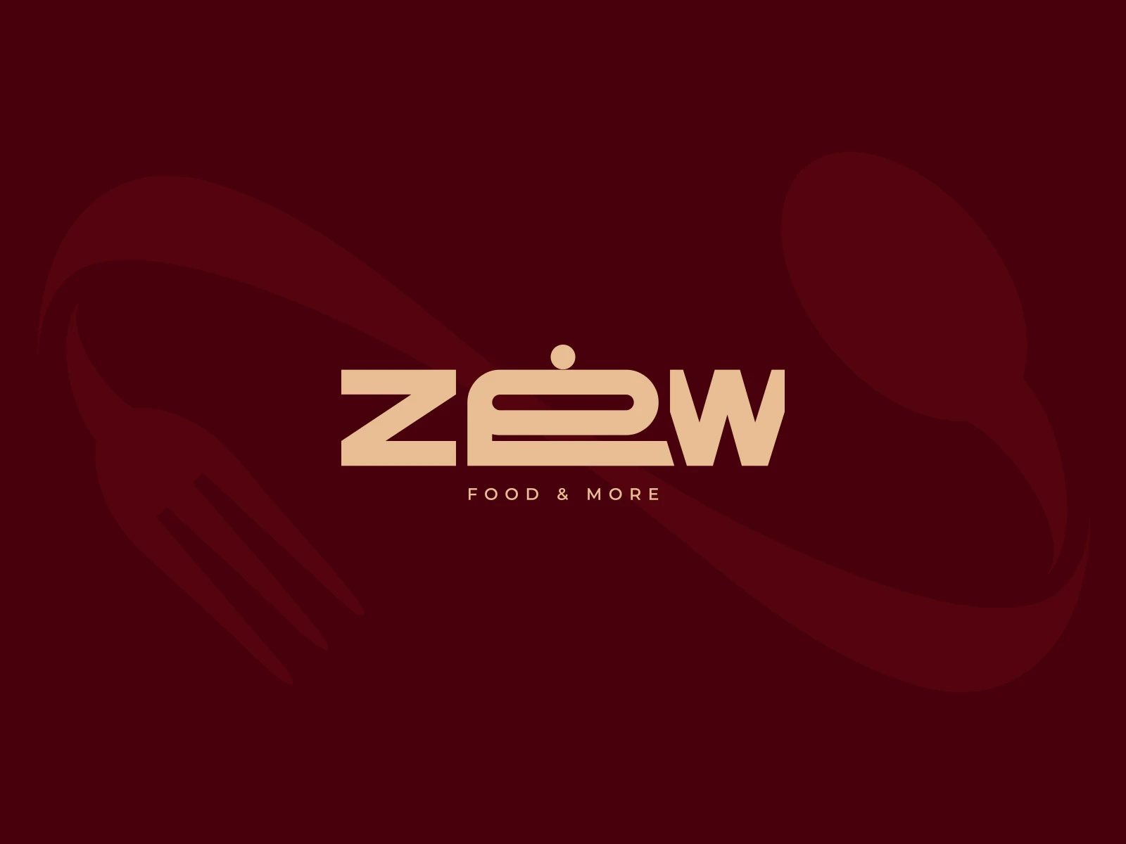 ZEW — logo podstawowe: beż na bordo, „Food & More”