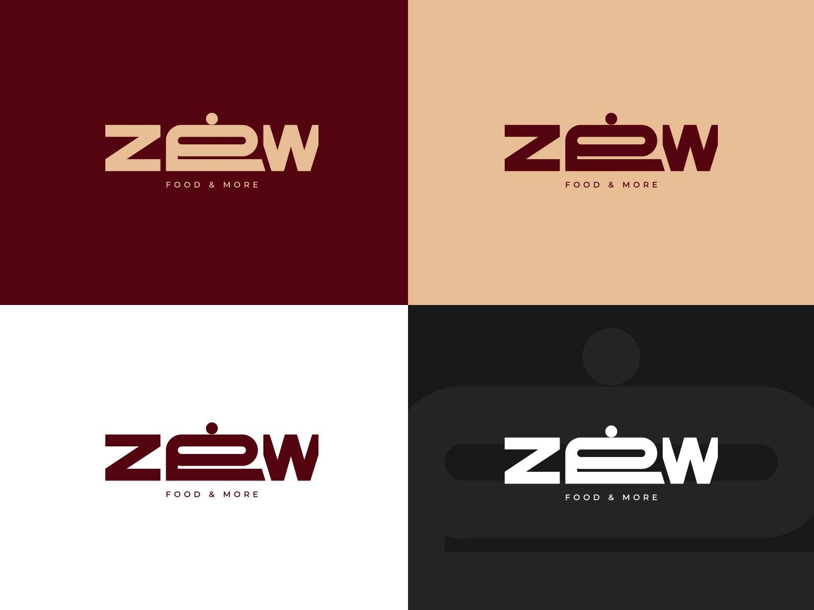 ZEW — warianty kolorystyczne logo na czterech tłach